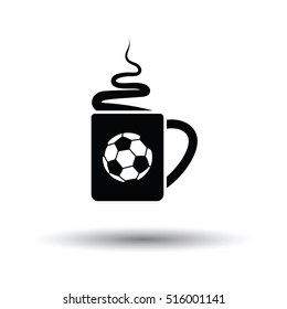 Football fans coffee cup with smoke icon. White background with shadow design. Vector illustration.