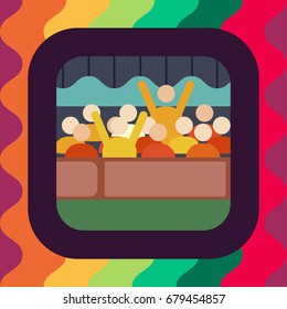 football fans flat icon with long shadow, vector illustration