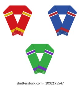 Football fans scarf, scarves set of football fans. Flat design, vector illustration, vector.