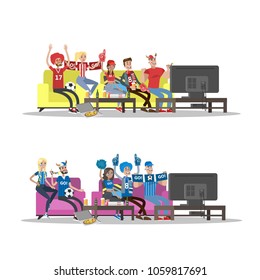 Football fans set. Two teams at home.