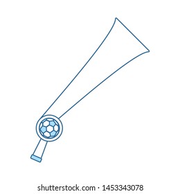 Football Fans Wind Horn Toy Icon. Thin Line With Blue Fill Design. Vector Illustration.
