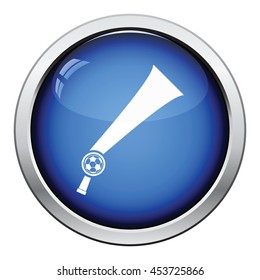 Football fans wind horn toy icon. Glossy button design. Vector illustration.