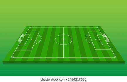 Football field. Football field 3D. Markings and football goals. Vector Illustration EPS10.