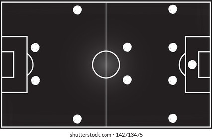 Football field with 4-4-2 formation on blackboard, EPS10 Vector