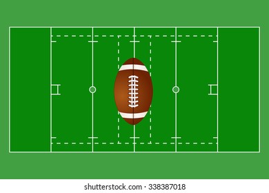 Football field. American football ball.  Vector illustration.