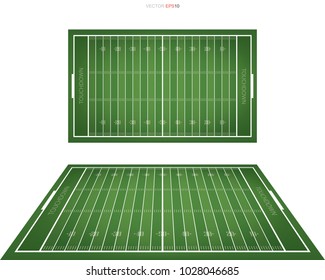 Football field background with line pattern area for background. Perspective views of football field. Vector illustration.