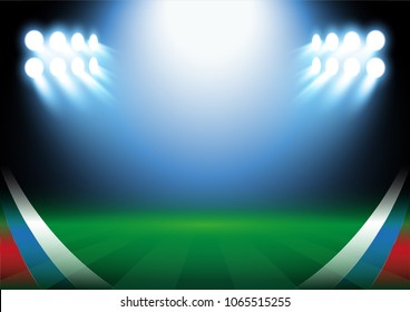 Football field background, russia 2018, vector illustration template