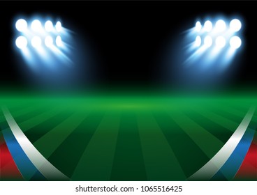 Football field background, russia 2018, vector illustration template