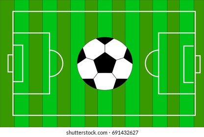 Football field and ball on field color background