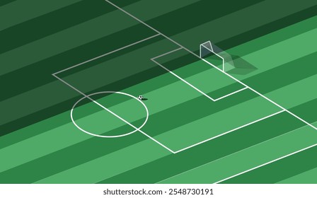 Football field and ball realistic vector illustration