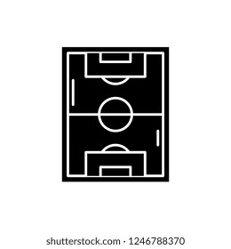 Football field black icon, vector sign on isolated background. Football field concept symbol, illustration 