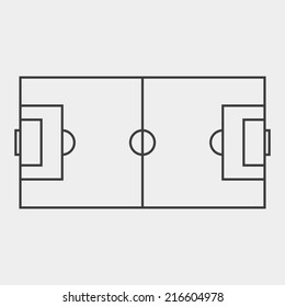 Football field. Black and white concept. Outline style. Soccer field. Use for card, poster, brochure, banner, web design, wallpaper. Easy to edit. Vector illustration - EPS10.