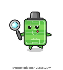 football field cartoon character searching with a magnifying glass , cute style design for t shirt, sticker, logo element