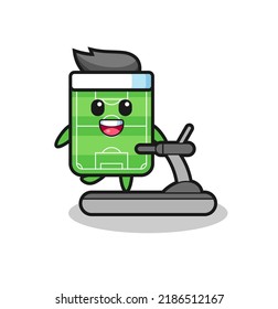 football field cartoon character walking on the treadmill , cute style design for t shirt, sticker, logo element