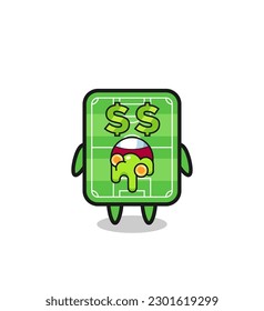 football field character with an expression of crazy about money , cute style design for t shirt, sticker, logo element