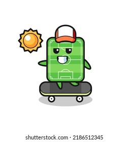 football field character illustration ride a skateboard , cute style design for t shirt, sticker, logo element