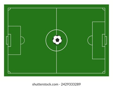 Football field concept. Vector illustration of classic soccer field with green finish.