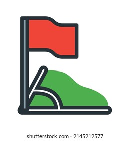 football field corner flag outline icon on white background