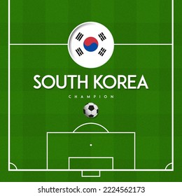 FOOTBALL FIELD WITH COUNTRY FLAG SOUTH KOREA