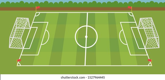 Football  field with croos grass vector illustrate.Soccer stadium with nature landscape.Sport scene.