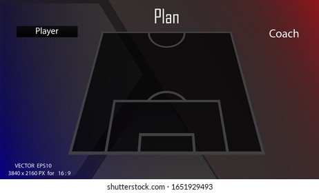 Fußballfeld , Design und Planung , schwarzer Hintergrund.