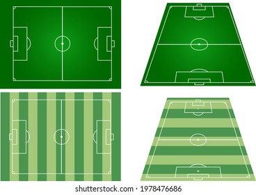 Football field from different angles. Top view. Isolated objects. Vector image.