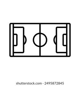 Football field editable stroke line icon isolated vector