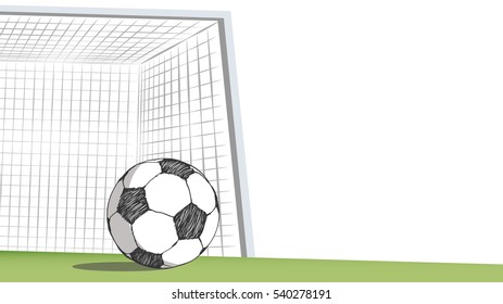 Football Field Goalposts Soccer Ball Drawing Stock Vector (Royalty Free ...