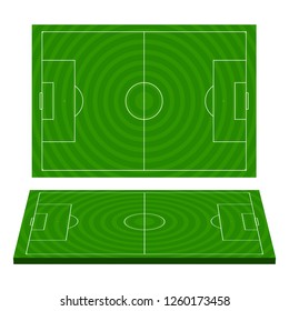 Football field. Green grass. The view from above and in perspective.