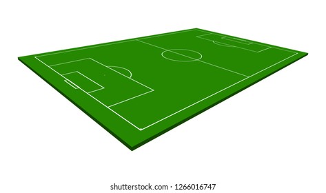 Football field. Green grass. The view from above and in perspective.