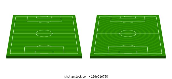 Football field. Green grass. The view from above and in perspective.