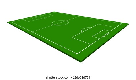 Football field. Green grass. The view from above and in perspective.