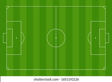 Football field field with green pattern  top view background. Soccer field background. Vector illustration.