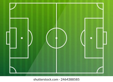 Football field. Green field and white markings. Vector illustration.