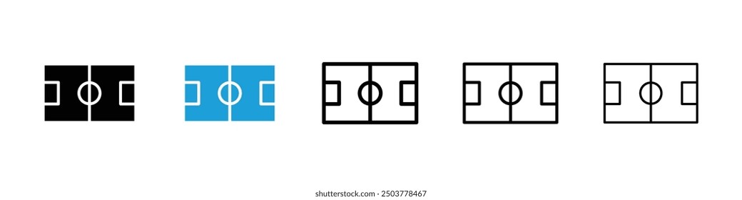 Football field icon in black and blue colors