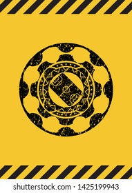 football field icon black grunge emblem with yellow background. Vector Illustration. Detailed.