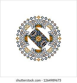 football field icon inside arabesque style badge. arabic decoration.