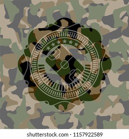 football field icon inside camo texture