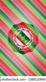 football field icon inside christmas style badge..