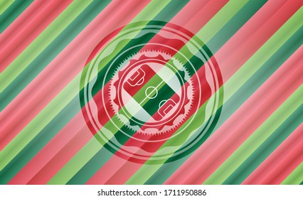 football field icon inside christmas style emblem. 