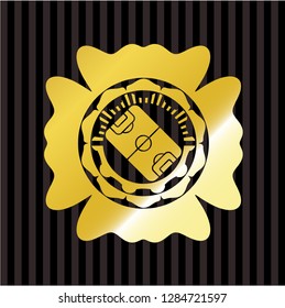 football field icon inside gold shiny emblem