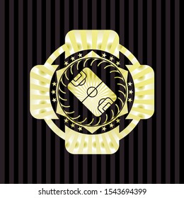 football field icon inside gold emblem