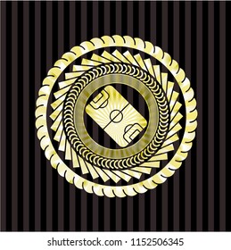 football field icon inside golden badge