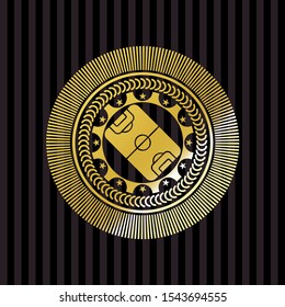 football field icon inside golden emblem