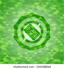 football field icon inside green mosaic emblem