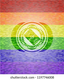 football field icon inside lgbt colors emblem 