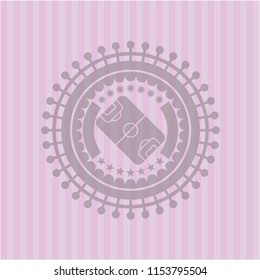 football field icon inside pink emblem. Vintage.