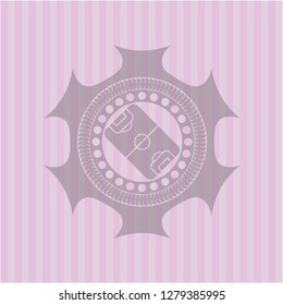 football field icon inside pink icon or emblem