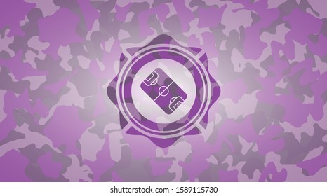football field icon inside pink and purple camo texture