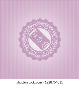 football field icon inside realistic pink emblem